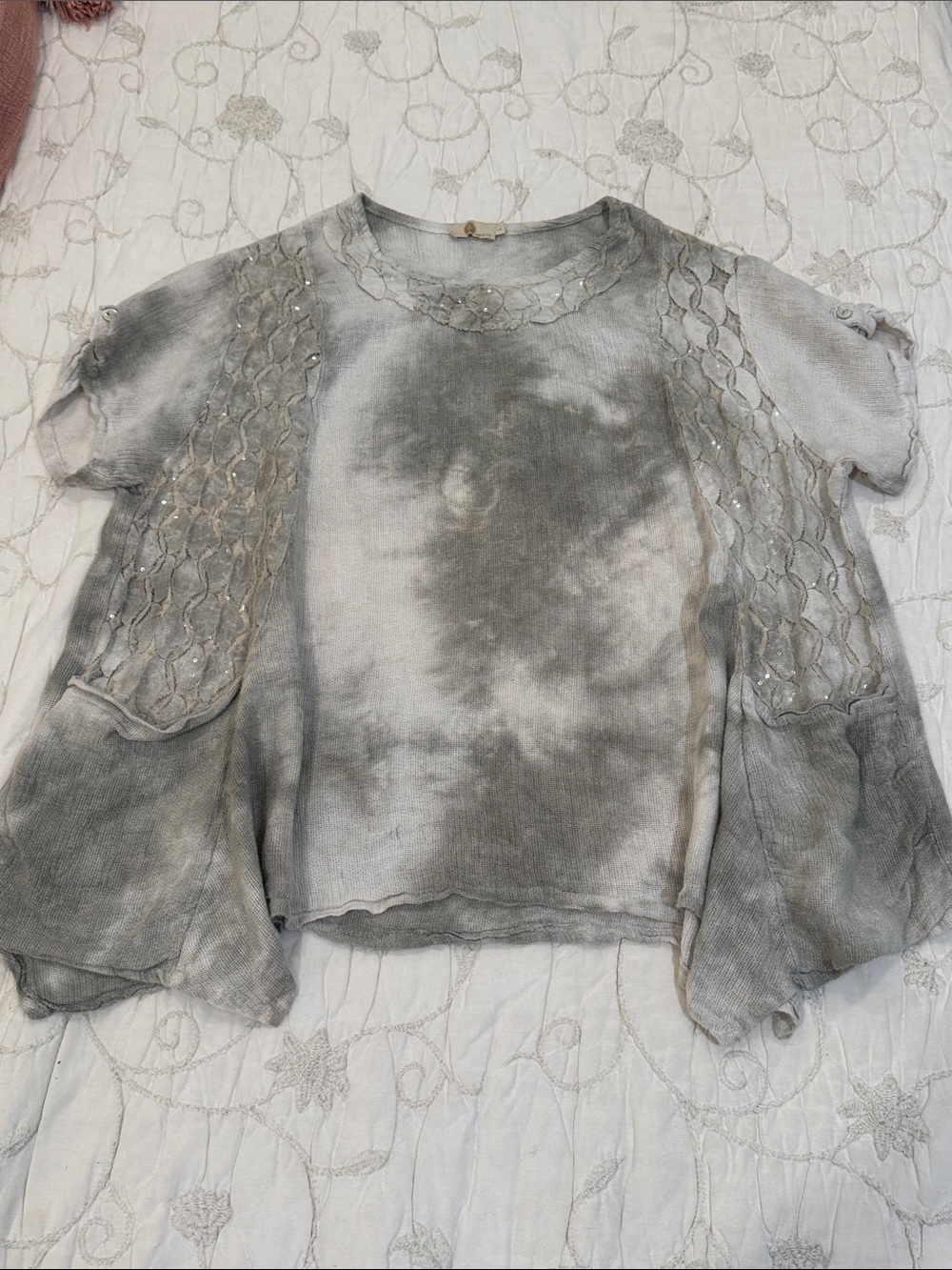 Italian linen blend blouse loose fit with front pockets